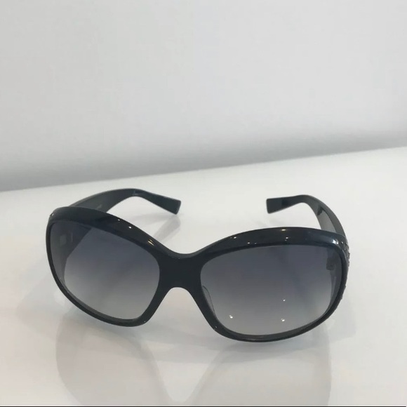 OLIVER PEOPLES BLACK PLASTIC CRYSTAL SUNGLASSES